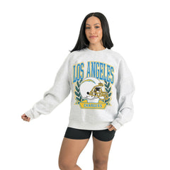 Los Angeles Chargers Gameday Couture Women's Heritage Premium Fleece Pullover Sweatshirt Gray