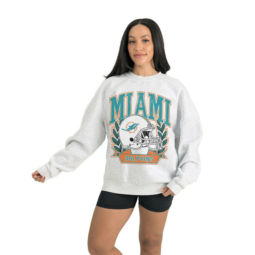 Miami Dolphins Gameday Couture Women's Heritage Premium Fleece Pullover Sweatshirt Gray