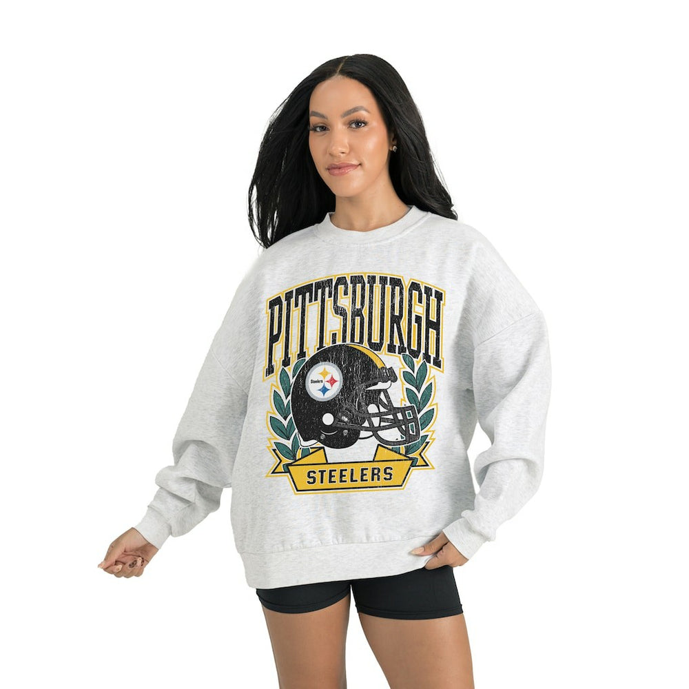 Pittsburgh Steelers Gameday Couture Women's Heritage Premium Fleece Pullover Sweatshirt Gray