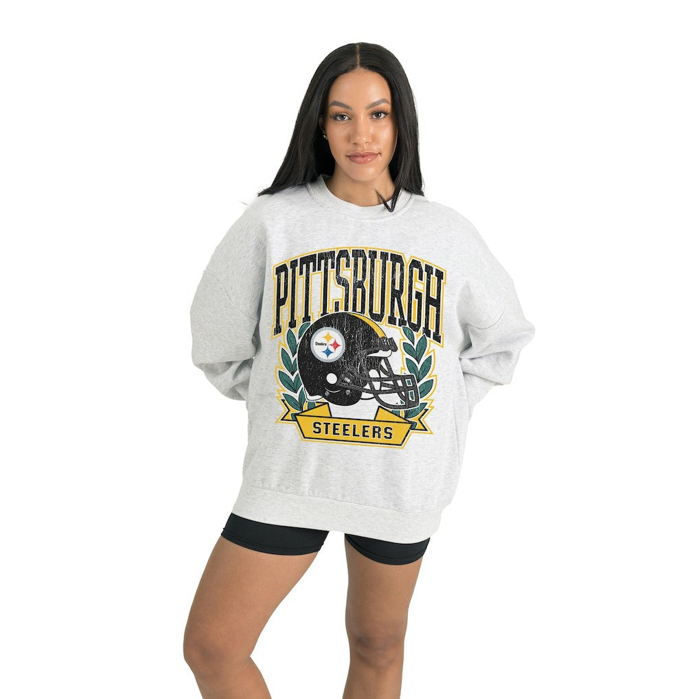 Pittsburgh Steelers Gameday Couture Women's Heritage Premium Fleece Pullover Sweatshirt Gray