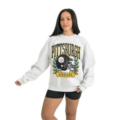 Pittsburgh Steelers Gameday Couture Women's Heritage Premium Fleece Pullover Sweatshirt Gray