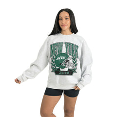 New York Jets Gameday Couture Women's Heritage Premium Fleece Pullover Sweatshirt Gray