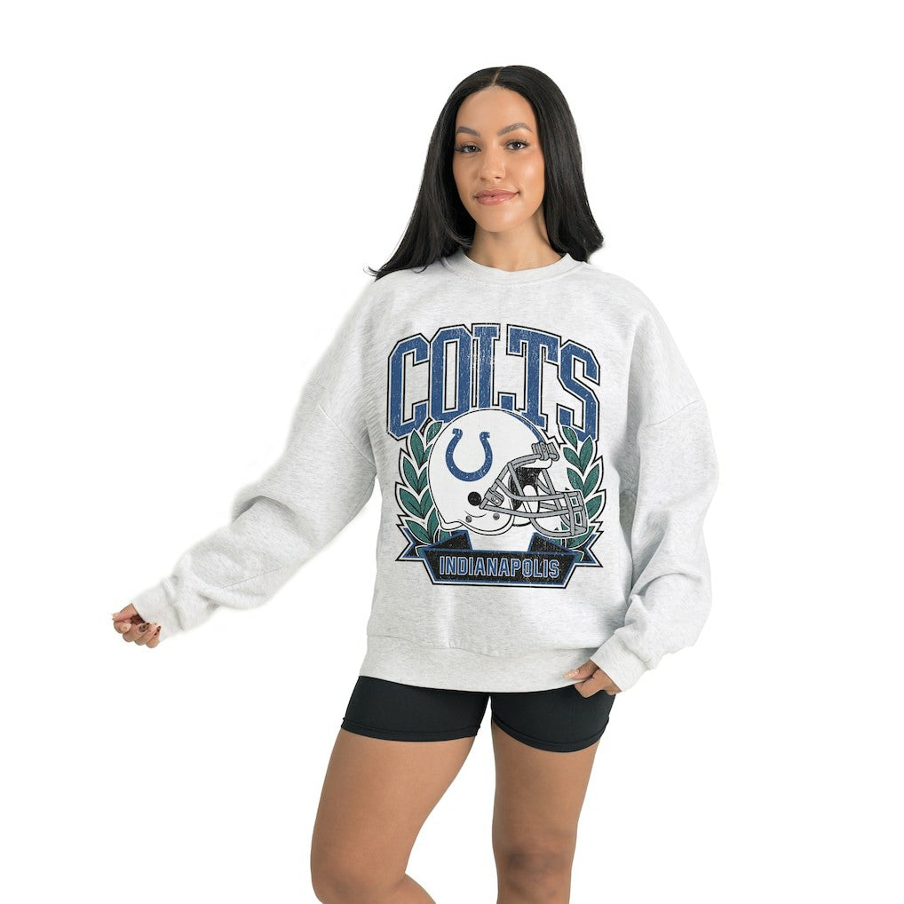 Indianapolis Colts Gameday Couture Women's Heritage Premium Fleece Pullover Sweatshirt Gray