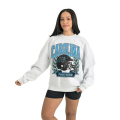 Carolina Panthers Gameday Couture Women's Heritage Premium Fleece Pullover Sweatshirt Gray