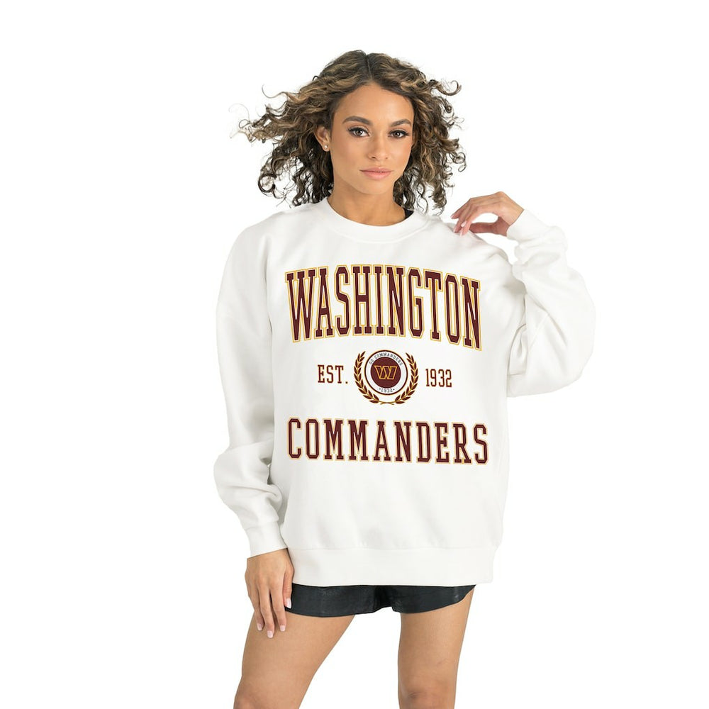 Washington Commanders Gameday Couture Women's Timeless Triumph Premium Fleece Pullover Sweatshirt White