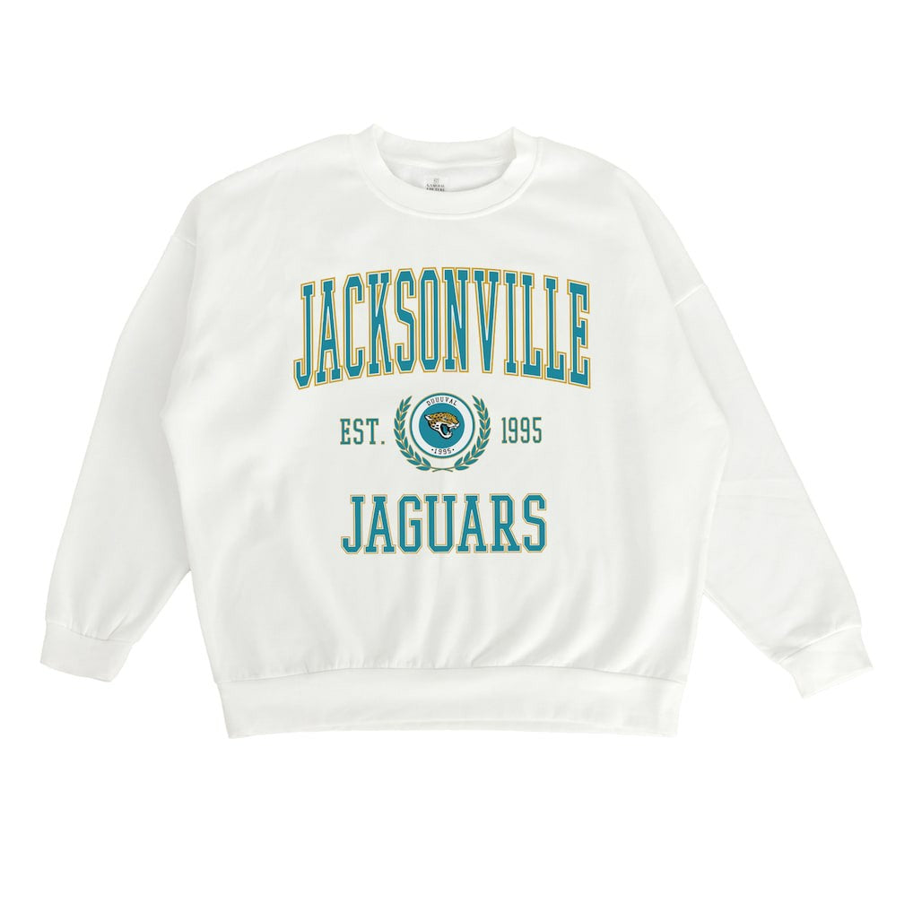 Jacksonville Jaguars Gameday Couture Women's Timeless Triumph Premium Fleece Pullover Sweatshirt White