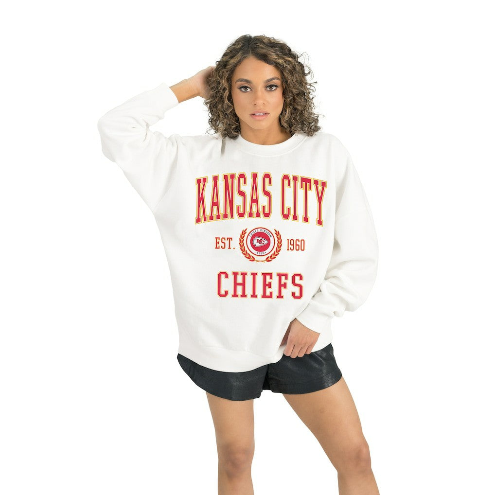 Kansas City Chiefs Gameday Couture Women's Timeless Triumph Premium Fleece Pullover Sweatshirt White