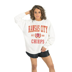 Kansas City Chiefs Gameday Couture Women's Timeless Triumph Premium Fleece Pullover Sweatshirt White