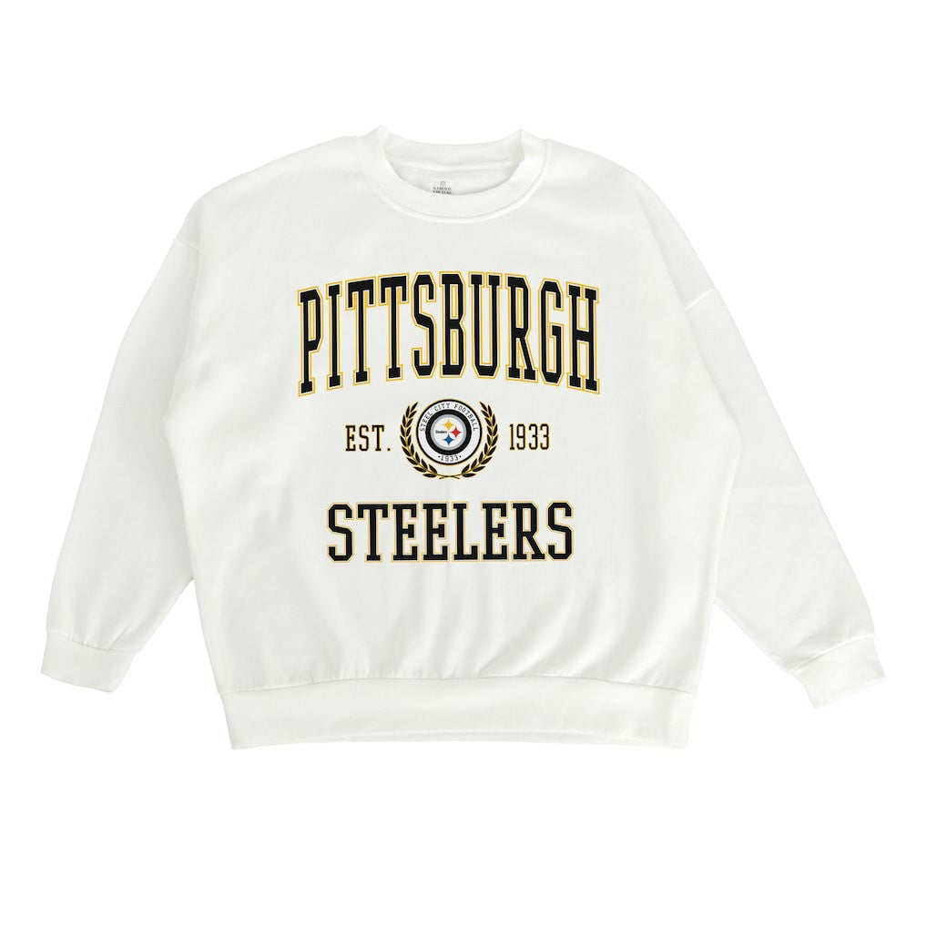 Pittsburgh Steelers Gameday Couture Women's Timeless Triumph Premium Fleece Pullover Sweatshirt White