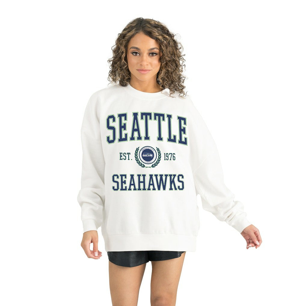 Seattle Seahawks Gameday Couture Women's Timeless Triumph Premium Fleece Pullover Sweatshirt White