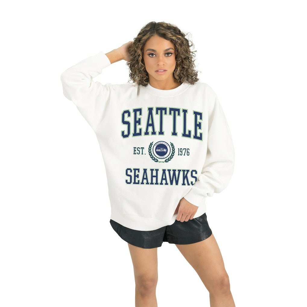 Seattle Seahawks Gameday Couture Women's Timeless Triumph Premium Fleece Pullover Sweatshirt White