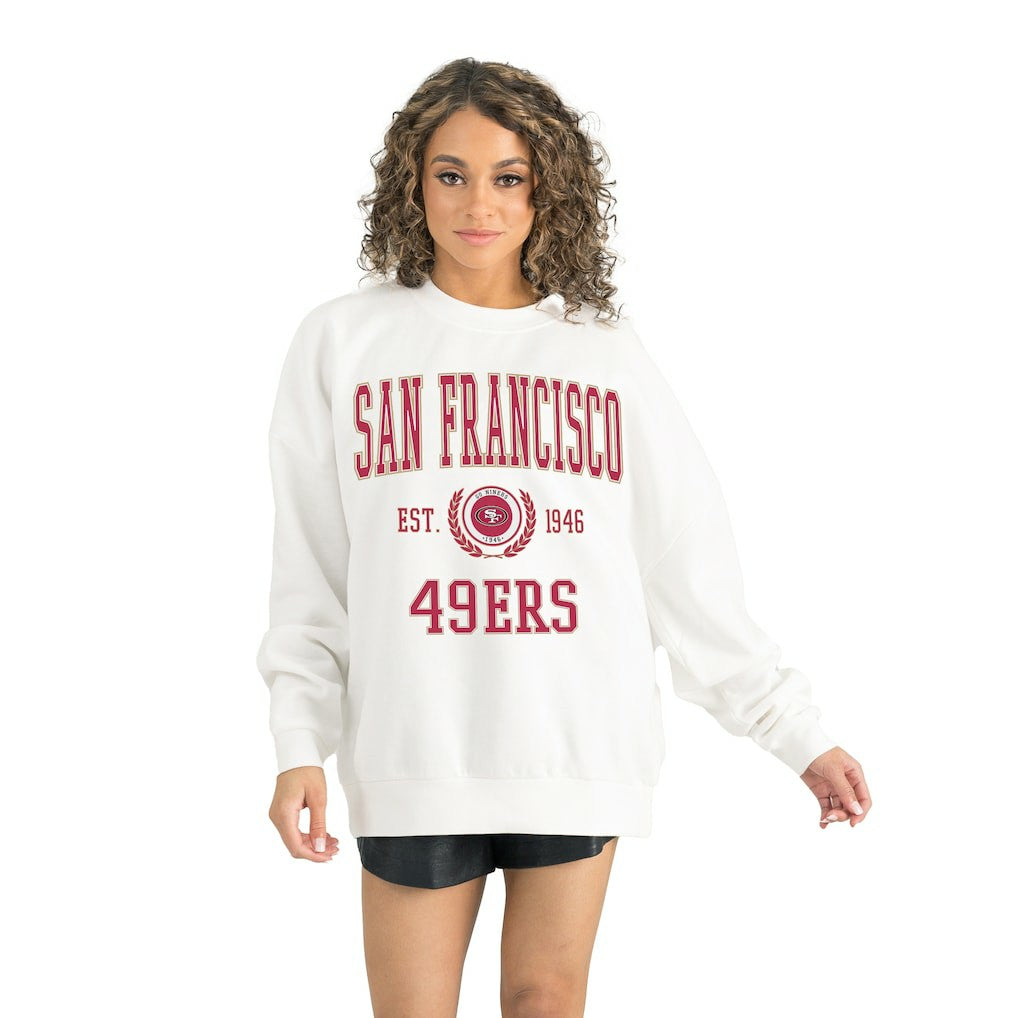 San Francisco 49ers Gameday Couture Women's Timeless Triumph Premium Fleece Pullover Sweatshirt White