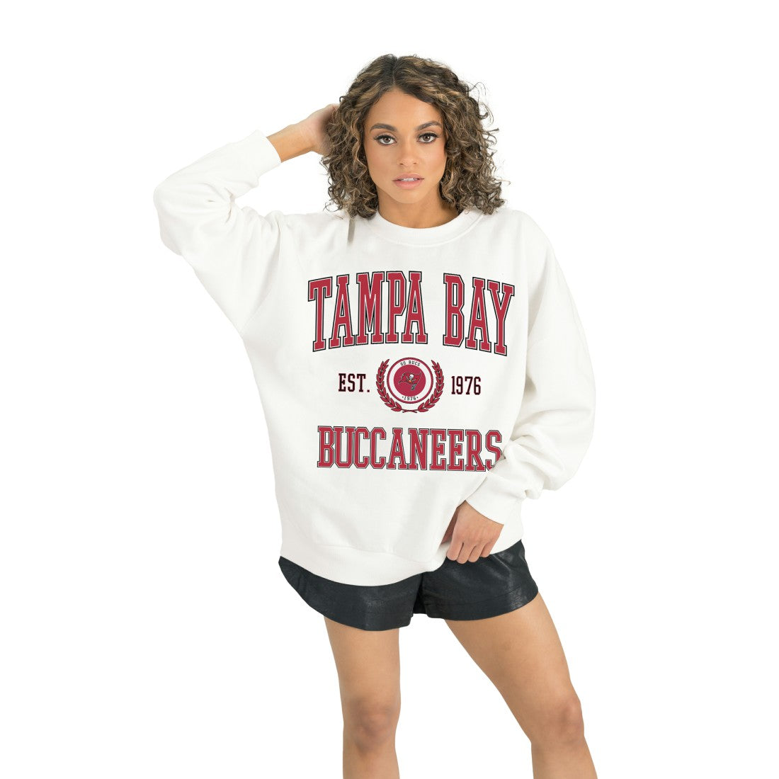 Tampa Bay Buccaneers Gameday Couture Women's Timeless Triumph Premium Fleece Pullover Sweatshirt White