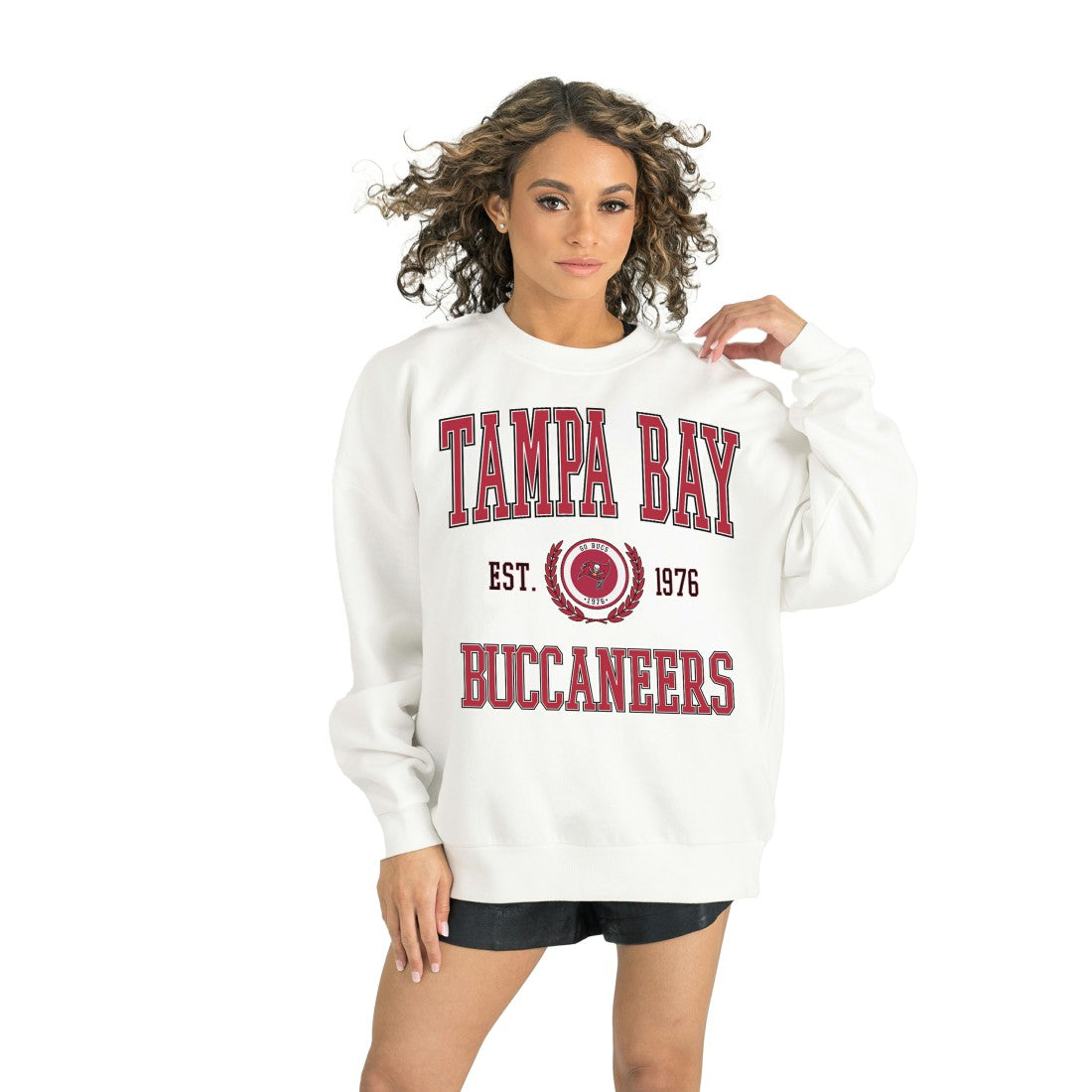 Tampa Bay Buccaneers Gameday Couture Women's Timeless Triumph Premium Fleece Pullover Sweatshirt White