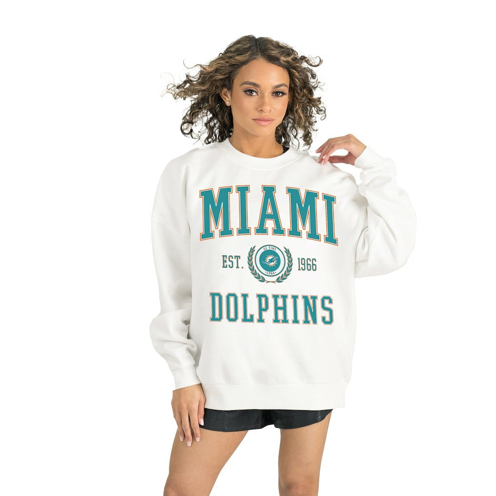 Miami Dolphins Gameday Couture Women's Timeless Triumph Premium Fleece Pullover Sweatshirt White