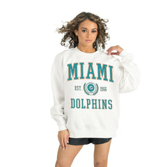 Miami Dolphins Gameday Couture Women's Timeless Triumph Premium Fleece Pullover Sweatshirt White