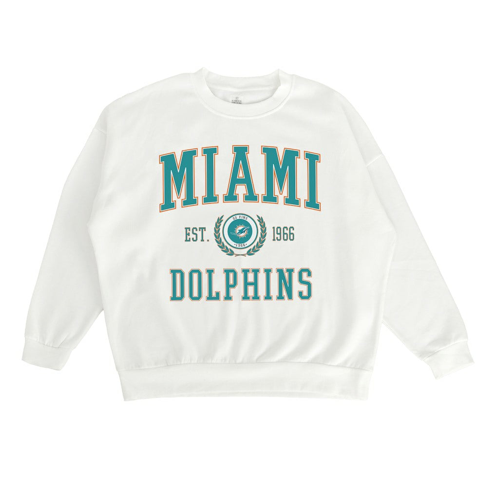 Miami Dolphins Gameday Couture Women's Timeless Triumph Premium Fleece Pullover Sweatshirt White