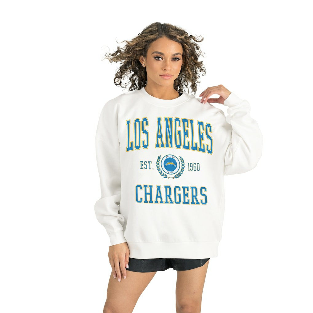 Los Angeles Chargers Gameday Couture Women's Timeless Triumph Premium Fleece Pullover Sweatshirt White