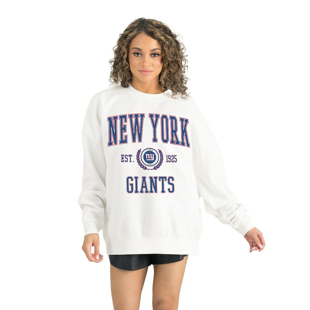 New York Giants Gameday Couture Women's Timeless Triumph Premium Fleece Pullover Sweatshirt White
