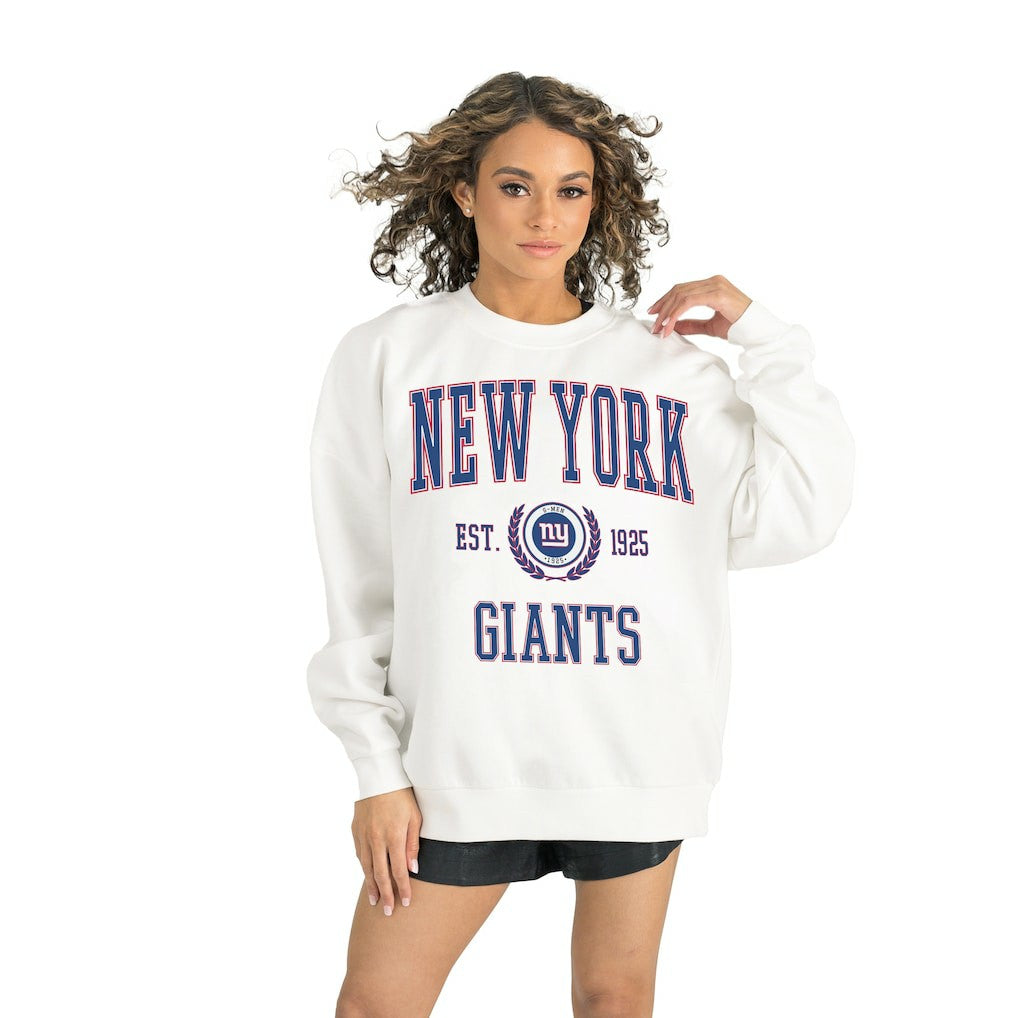 New York Giants Gameday Couture Women's Timeless Triumph Premium Fleece Pullover Sweatshirt White