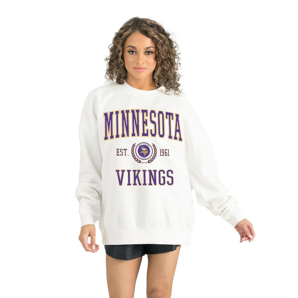 Minnesota Vikings Gameday Couture Women's Timeless Triumph Premium Fleece Pullover Sweatshirt White