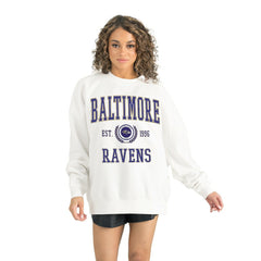 Baltimore Ravens Gameday Couture Women's Timeless Triumph Premium Fleece Pullover Sweatshirt White