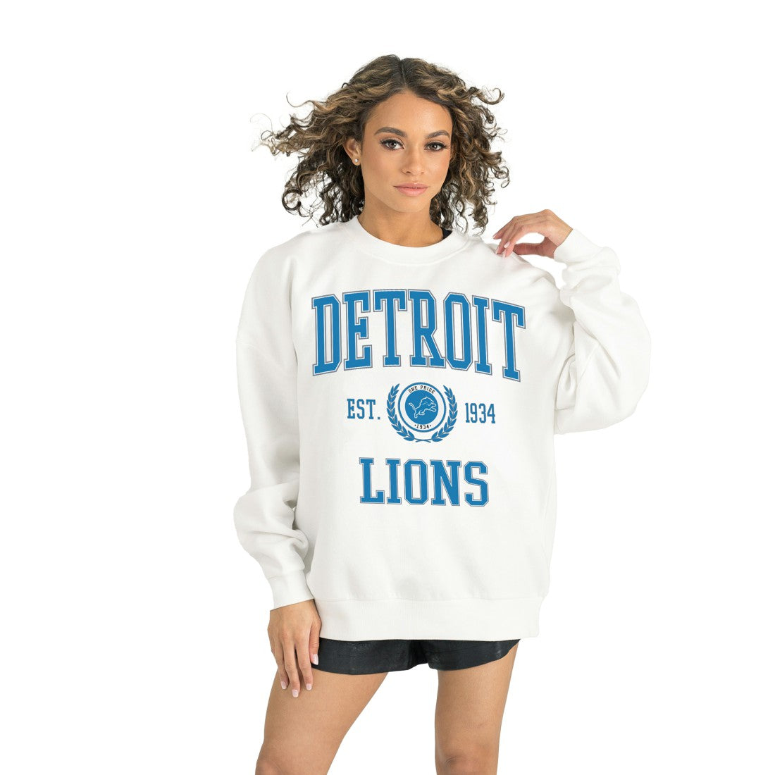 Detroit Lions Gameday Couture Women's Timeless Triumph Premium Fleece Pullover Sweatshirt White