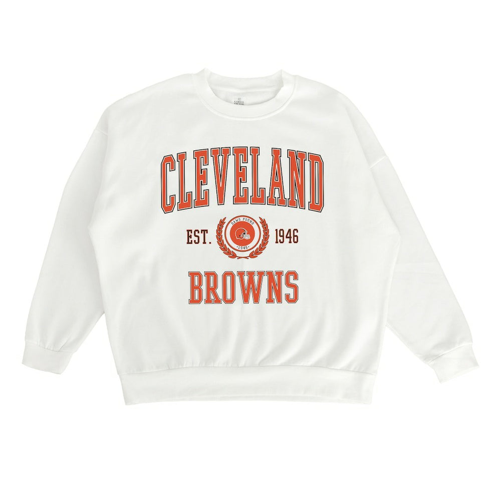 Cleveland Browns Gameday Couture Women's Timeless Triumph Premium Fleece Pullover Sweatshirt White
