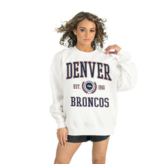 Denver Broncos Gameday Couture Women's Timeless Triumph Premium Fleece Pullover Sweatshirt White