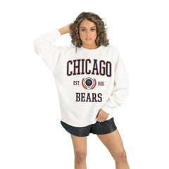 Chicago Bears Gameday Couture Women's Timeless Triumph Premium Fleece Pullover Sweatshirt White