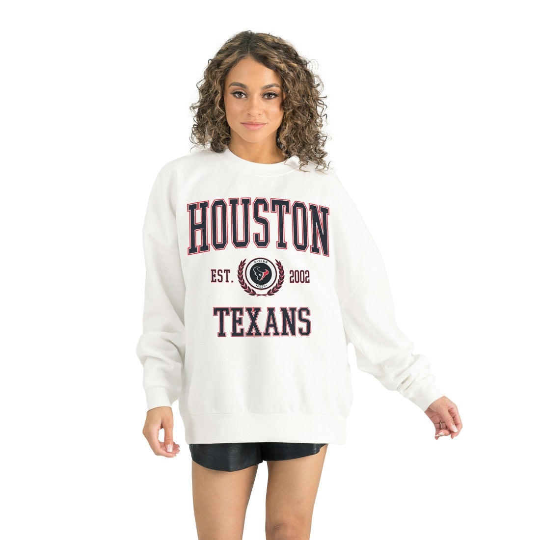 Houston Texans Gameday Couture Women's Timeless Triumph Premium Fleece Pullover Sweatshirt White