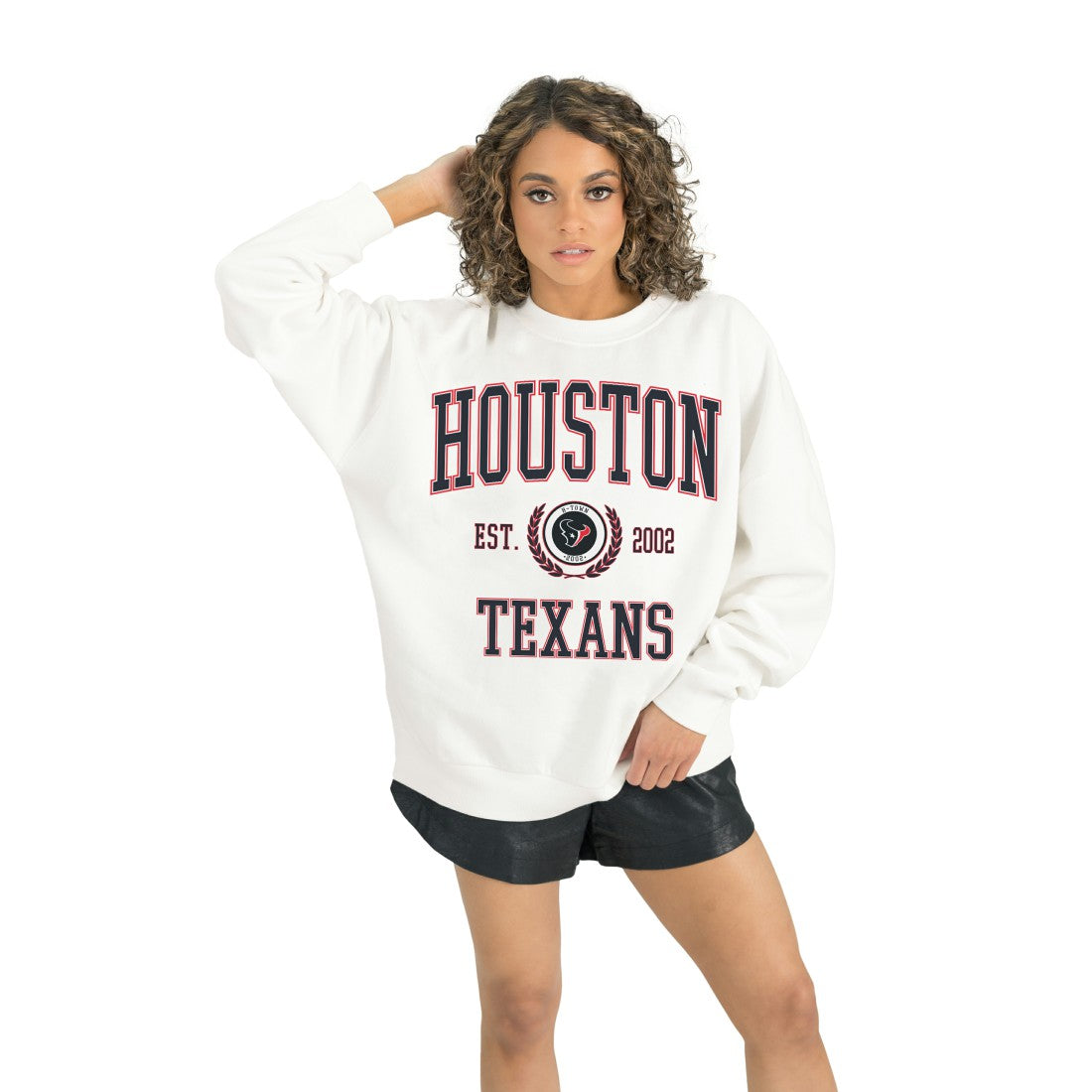 Houston Texans Gameday Couture Women's Timeless Triumph Premium Fleece Pullover Sweatshirt White