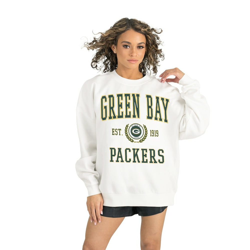 Green Bay Packers Gameday Couture Women's Timeless Triumph Premium Fleece Pullover Sweatshirt White