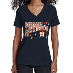 Houston Astros Starter Women's Fireworks V-Neck T-Shirt - Navy T-shirts