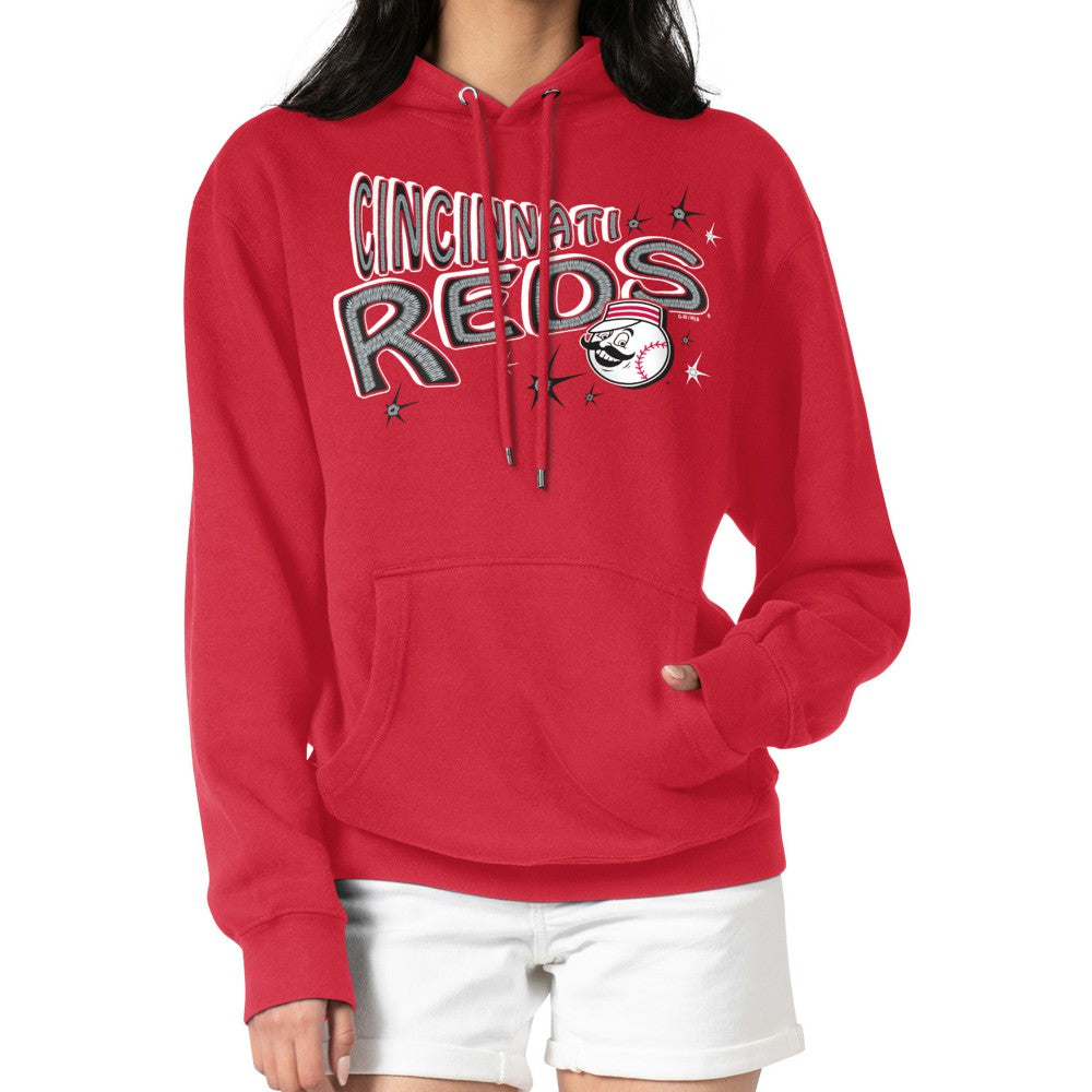 Cincinnati Reds Starter Women's Fireworks Fleece Tri-Blend Pullover Hoodie - Red Hoodies