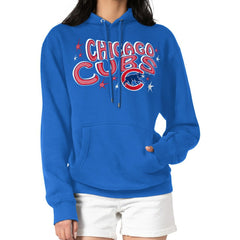 Chicago Cubs Starter Women's Fireworks Fleece Tri-Blend Pullover Hoodie - Royal Hoodies