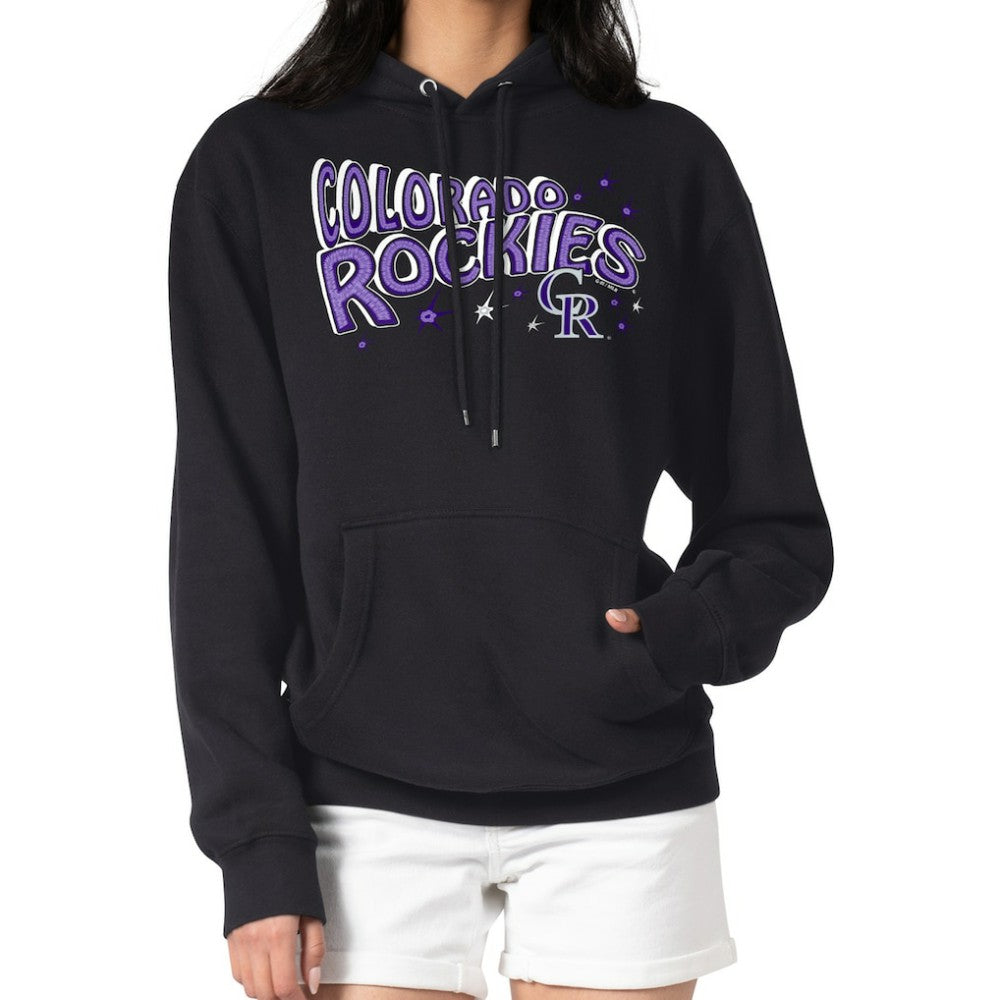 Colorado Rockies Starter Women's Fireworks Fleece Tri-Blend Pullover Hoodie - Black Hoodies