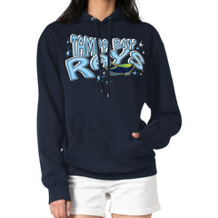 Tampa Bay Rays Starter Women's Fireworks Fleece Tri-Blend Pullover Hoodie - Navy Hoodies