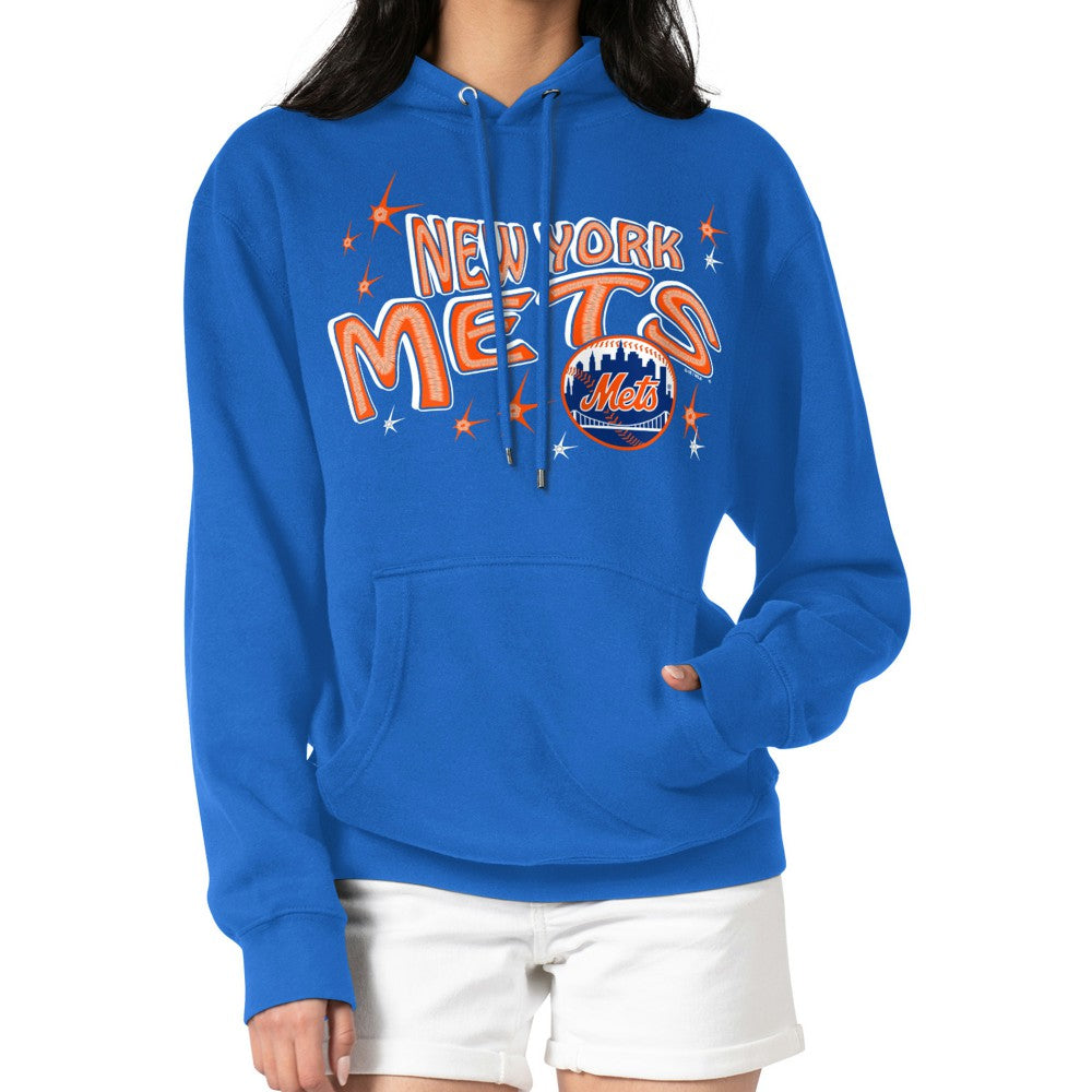 New York Mets Starter Women's Fireworks Fleece Tri-Blend Pullover Hoodie - Royal Hoodies