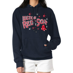 Boston Red Sox Starter Women's Fireworks Fleece Tri-Blend Pullover Hoodie - Navy Hoodies