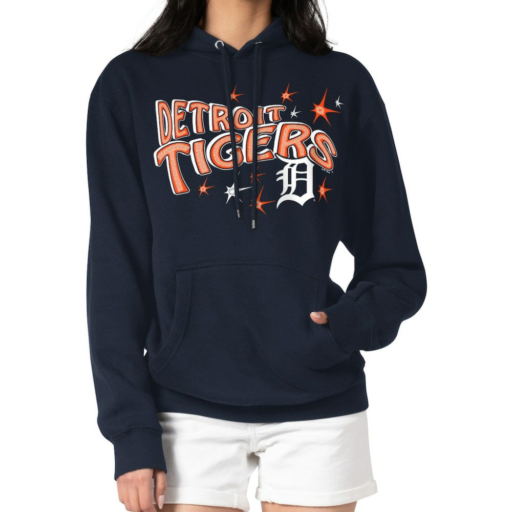 Detroit Tigers Starter Women's Fireworks Fleece Tri-Blend Pullover Hoodie - Navy Hoodies