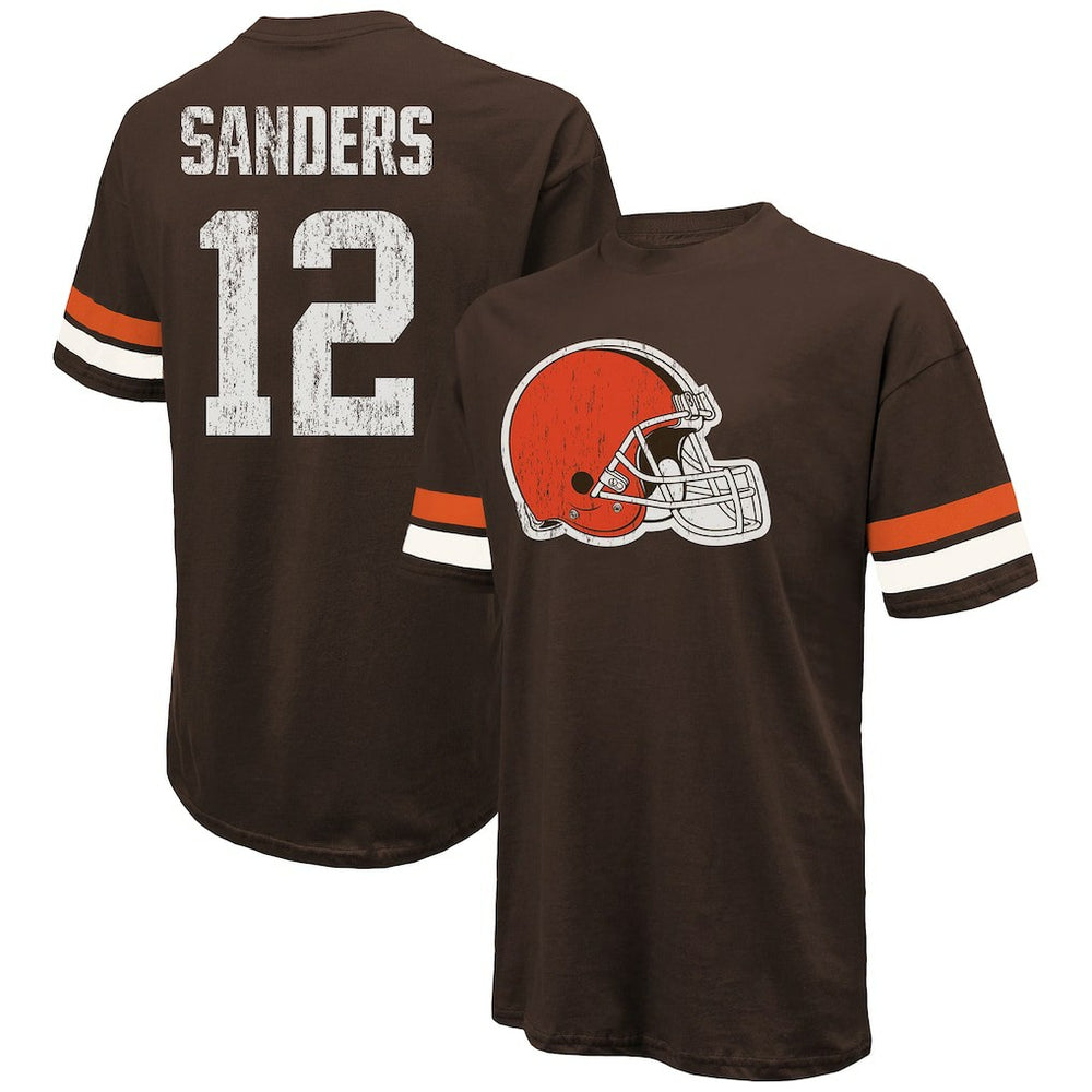 Shedeur Sanders Cleveland Browns Majestic Threads 2025 NFL Draft Oversized T-Shirt Brown