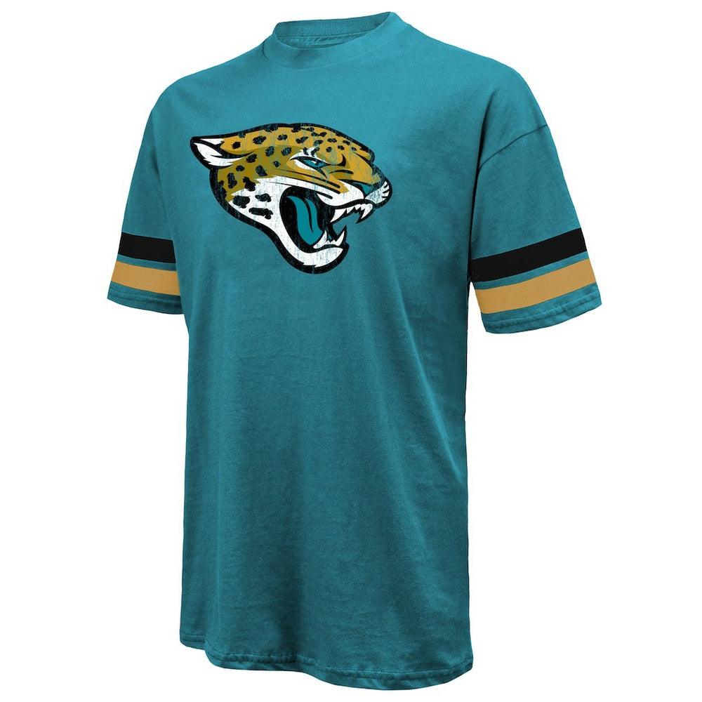 Travis Hunter Jacksonville Jaguars Majestic Threads 2025 NFL Draft First Round Pick Oversized T-Shirt Teal