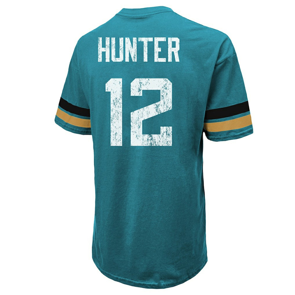 Travis Hunter Jacksonville Jaguars Majestic Threads 2025 NFL Draft First Round Pick Oversized T-Shirt Teal