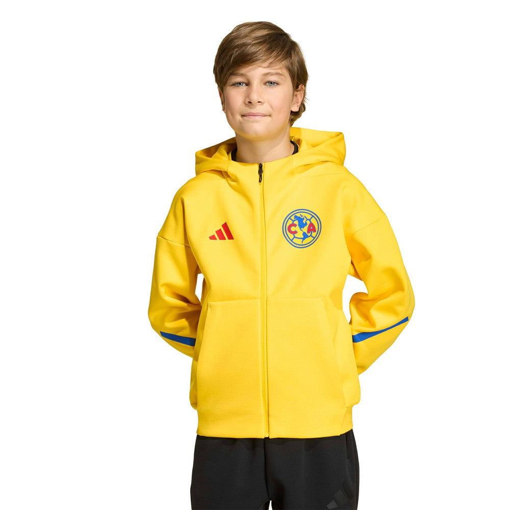 Club America Youth 2025/26 Club Anthem Full-Zip Hoodie Jacket Yellow