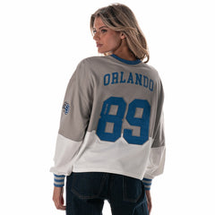 Orlando Magic The Wild Collective Women's Cropped Long-Sleeve Fashion Crewneck Sweatshirt Gray
