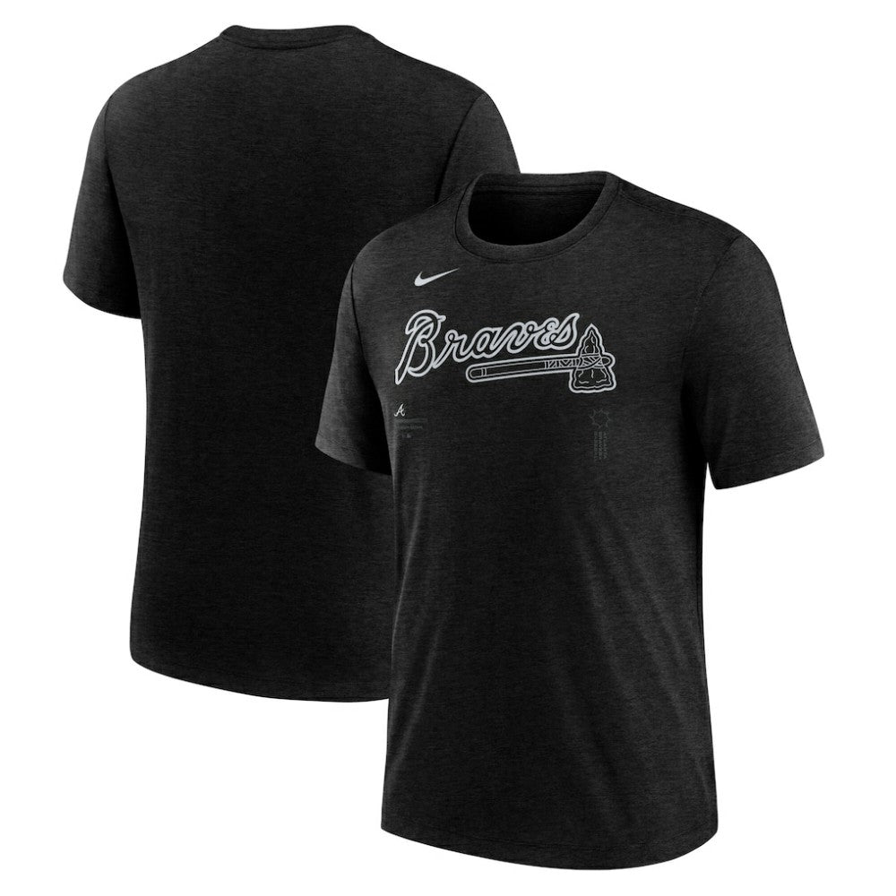 Atlanta Braves Nike Wordmark Tri-Blend T-Shirt - Heather Black T-shirts