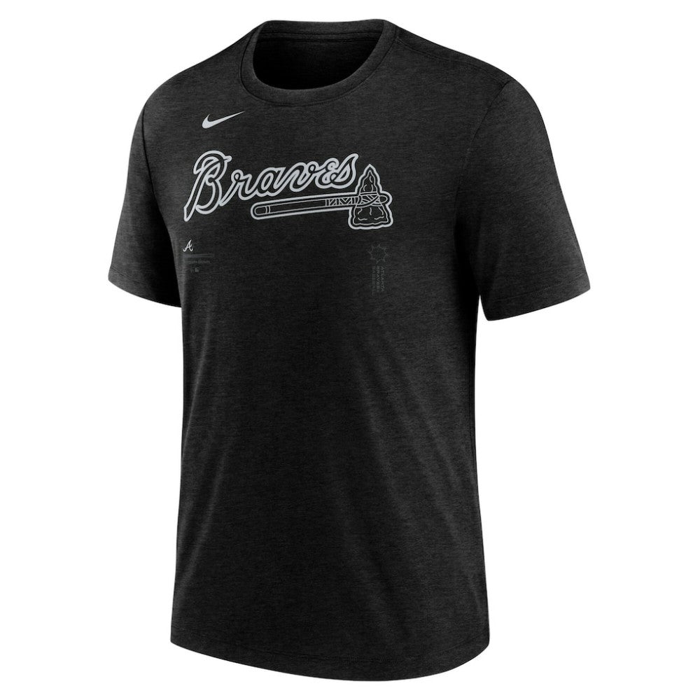 Atlanta Braves Nike Wordmark Tri-Blend T-Shirt - Heather Black T-shirts