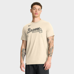 Atlanta Braves Nike Wordmark Tri-Blend T-Shirt - Natural T-shirts