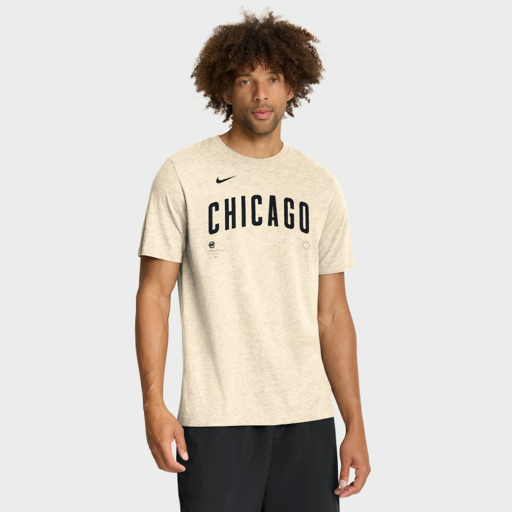 Chicago Cubs Nike Wordmark Tri-Blend T-Shirt - Natural T-shirts